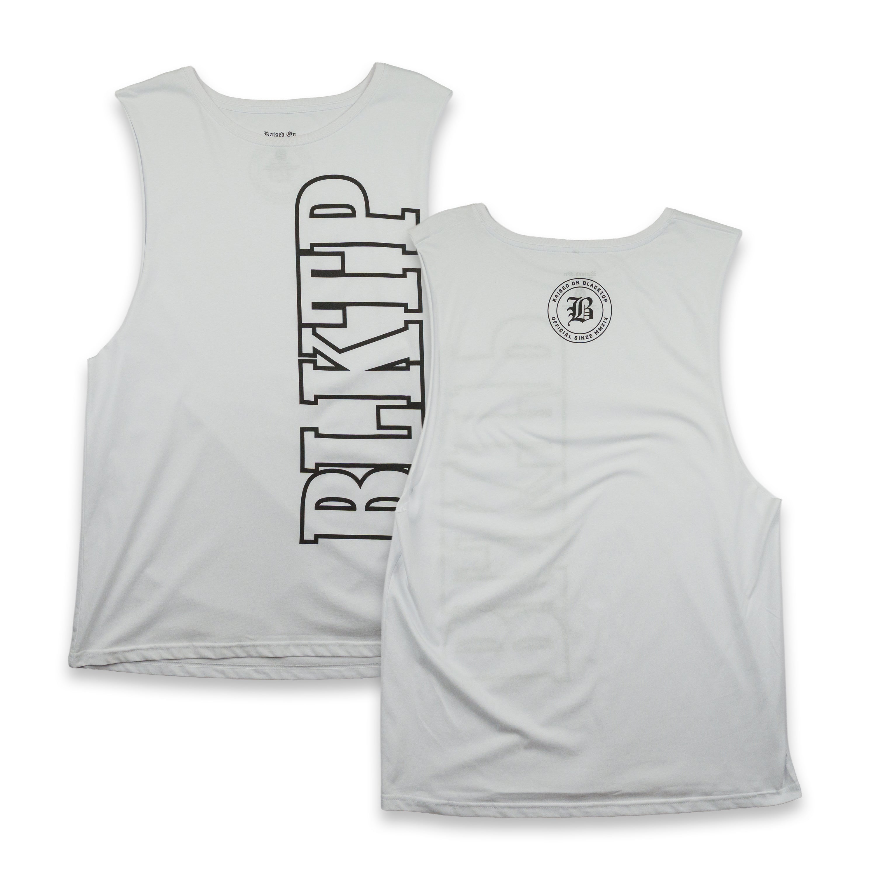 Raised On Blacktop® VINTAGE WASH CUT-OFF TANK - White
