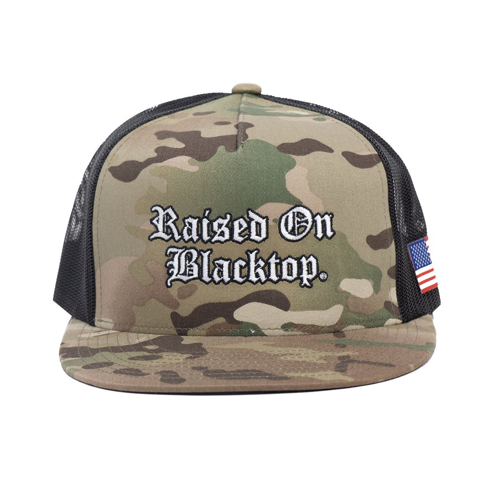 NEW] ROB-055 On Snapback – Raised Blacktop Multicam Trucker | ROB