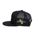 ROB Flatbill Trucker Cap - Black - Raised On Blacktop
