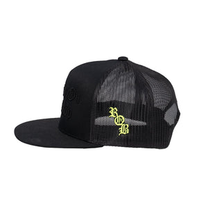 
                  
                    ROB Flatbill Trucker Cap - Black - Raised On Blacktop
                  
                